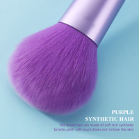 Ensemble de 12 pinceaux de maquillage violets synthétiques de luxe pour végétaliens, acceptant l'étiquetage privé, meilleure qualité, pour le correcteur de visage plat