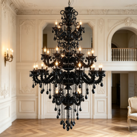 Lustre en cristal K9 de style bougie européen, suspension décorative pour plafond haut, villa, escalier, hall d'hôtel, projet