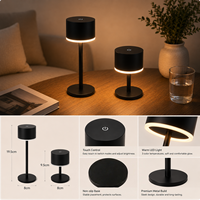 Lampe de table d'ambiance sans fil rechargeable en gros, veilleuse LED portable pour restaurant, café, chambre, extérieur et patio