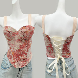 Haut court sexy pour femme, <span class=keywords><strong>corset</strong></span> d'été, débardeur jacquard, <span class=keywords><strong>camisole</strong></span>, soutien-gorge, vêtement d'extérieur, hauts <span class=keywords><strong>corset</strong></span> pour femme - Product Image 1