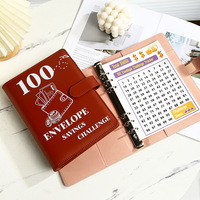 Carnet de Défi d'Économie A5 Rechargeable 6 Trous, Journal Financier 100 Jours avec 25 Pochettes à Grille et 4 Feuilles Intérieures – Vente en Gros