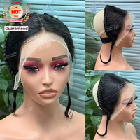 Top Grade 12 pouces oreille à oreille tressé postiche noeud blanchi pleine 13x4 dentelle frontale Extension de cheveux humains cheveux vierges non transformés