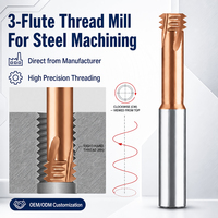 Fraise à fileter 3 dents en carbure monobloc pour acier, usage général, revêtement CNC, métrique haute vitesse