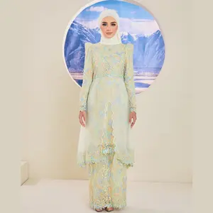 SIPO EID 2023 New arrival Muslim Abaya Malaysia Women's Clothing Round Neck Suits Pocket baju kurung wholesale Islamic Clothing