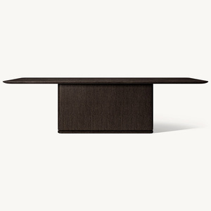 طاولة طعام RH Ligne ذات قاعدة، طاولة مستطيلة من الخشب الصلب بقاعدة بسيطة، للمطبخ العصري والمطعم - Product Image 5