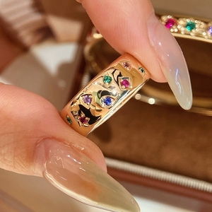 Aazuo-Joyería Vintage con zafiros cultivados en laboratorio, conjunto de joyería de lujo de oro amarillo macizo de 18K, anillo y brazalete, regalo para mujer, alta calidad - Product Image 2