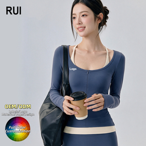 RUIQUWIN Custom Logo Women's Yoga <b>Top</b> <b>Built</b> <b>in</b> <b>Bra</b> Seamless Crop Tank Gym Jacket Wholesale Fitness Wear Factory OEM - Product Image 1