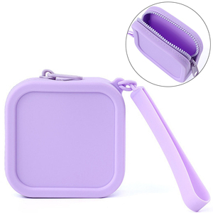 Silicone Square Coin Purse Waterproof Soft <b>Mini</b> Wallet with Zipper and Wrist Strap OEM Custom Logo Available for Daily Use - Product Image 1