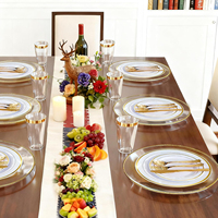 Assiettes de Présentation Modernes Personnalisées de 13 Pouces, Transparentes, avec Bord Doré, en Plastique, pour Dîner, Mariage, Fêtes et Événements Formels – Vente en Gros