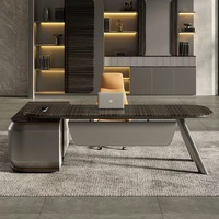 Bureau de direction en L en bois, confortable, luxueux et moderne, fabriqué en Chine, bureau de patron haut de gamme le plus vendu pour villa