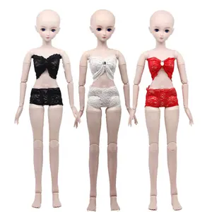 Penjualan terlaris grosir 3 poin boneka permen loli daun BJD baju renang pantai berubah 60cm baju renang renda bikini boneka set