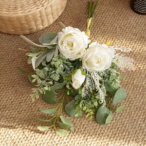 Bouquet de roses artificielles Moonlight Dream en tissu tissé plastique pour décoration de mariage et de maison CF02267 - Product Image 3