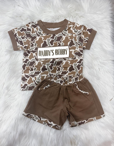 Conjunto de 2 Piezas RTS Daddy's Buddy, Camiseta y Pantalones Cortos Casuales para Niños con Estampado y Bordado, Ropa de Algodón y Spandex para Primavera y Otoño, Venta al Por Mayor - Product Image 3