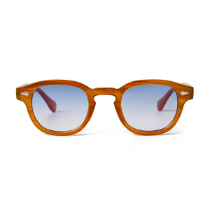 Lunettes de soleil rondes vintage STY22728 orange pour hommes et femmes, verres bleus dégradés, monture écaille de tortue rétro, protection UV400 - Product Image 2