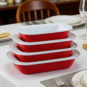 Directo de Fábrica, Bandeja Rectangular Tradicional para Hornear, con Logotipo de Marca Personalizado, Apta para Horno, Esmaltada en Rojo, 18 cm, para Pasteles - Product Image 1