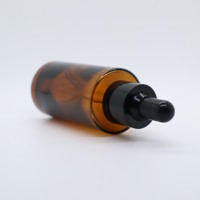 Flacons compte-gouttes en verre de sérum d'huile essentielle cosmétique ambre de 30ml 50ml 100ml avec bouchon de pipette