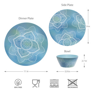 Ensemble de vaisselle chinoise à motif personnalisé élégant de 12 pièces, matériau en mélamine durable - Product Image 2