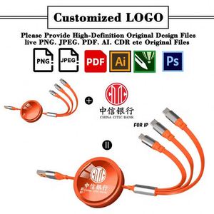 Câble de données rétractable 3-en-1 pas cher avec logo personnalisé, 1,5 m, multifonction, micro USB, câble de charge Type-C - Product Image 2