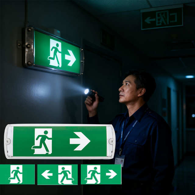 UL924 Power Lighting 220v Rechargeable Industrial Emergency Exit Sign Light Auto Test IP65 Led Bulkhead Wall Mounted