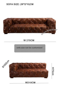 Canapé <span class=keywords><strong>Chesterfield</strong></span> en cuir véritable sectionnel personnalisé, style mid-century, trois places, capitonné, en forme de L, ensemble de canapés pour salon, meubles de villa - Product Image 5