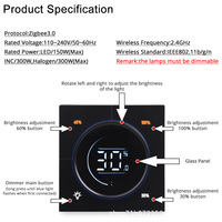 Interrupteur mural tactile intelligent TYSH Zigbee Wi-Fi 220V 10A en acrylique avec application pour contrôle de scène et variateur de lumière