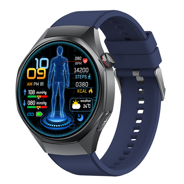 Professional GE400 Large Screen Blue Strap AMOLED Display AI Voice Assistant Bluetooth Smart Watch with SOS Emergency Call