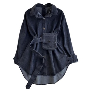 <span class=keywords><strong>Camisa</strong></span> vaquera <span class=keywords><strong>de</strong></span> <span class=keywords><strong>manga</strong></span> <span class=keywords><strong>larga</strong></span> para <span class=keywords><strong>mujer</strong></span>, estilo casual, holgada, con diseño sin espalda y lazo en la cintura, con empalmes. - Product Image 4