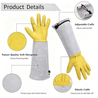 Gants anti-épines personnalisés avec logo, en cuir double face, à manches longues, en peau de mouton, avec poignet réglable pour la taille des roses