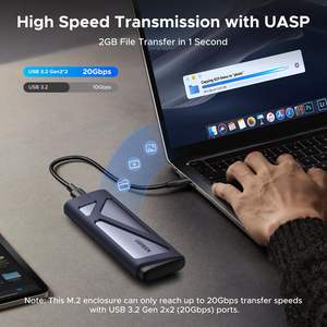 UGREEN Casing Aluminium 20Gbps M.2 NVMe SATA SSD Enclosure 8TB USB-C Eksternal USB <span class=keywords><strong>3.2</strong></span> Gen2*2 UASP Trim M/B+M Key - Product Image 2
