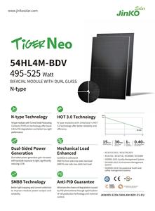 Stock Europe Jinko Solar 54HL4M-BDV Tiger Neo N Type Module Solaire Bifacial Double Verre 500W 505W 510W 515W 520W 525W - Product Image 3