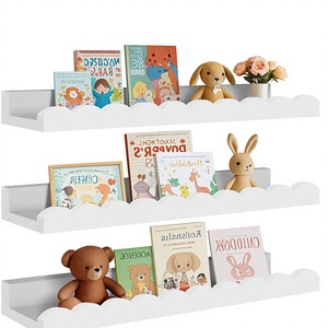 4-Pack Wood Floating Nursery Book <b>Shelves</b> for Kids Wall Mount White - Product Image 1