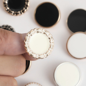 Metal Round <strong>Buttons</strong> Hand-stitched <strong>Buttons</strong> Small Fragrant Style Alloy Decorative White Black <strong>Button</strong> - Product Image 4