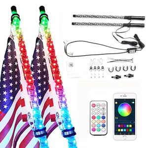 Rainbow Color Chasing RGB Buggy 5150 Led Pixel Whip 2FT 3FT 4FT 5FT 6FT Trailer ATV UTV Side by Side Boat Lighted Whip Light