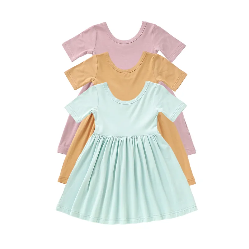 Hot Sale Summer Baby Dresses Short Sleeve Toddle Baby Girl Dress Soft Baby Bamboo Dresses