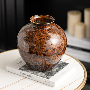 Jarrón de Cerámica de Estilo Chino Moderno, con Acabado Esmaltado, Dorado, Vintage, Pintado a Mano, con Diseño Desgastado, Decoración de Hogar de Lujo - Product Image 3