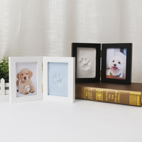 Cadre photo rectangulaire pliable en bois de pin pour empreintes de pattes d'animaux, impression numérique, cadeau commémoratif