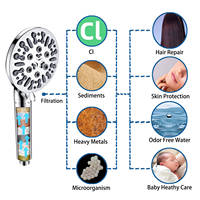 Pomme de douche puissante avec filtre à eau de douche à 15 étages, support de tuyau, haute pression, 9 modes de pulvérisation, pomme de douche à main avec filtre