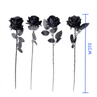 Großhandel Einzelne 51cm Hohe Zweigblumen Schwarze Seidenblumen Künstliche Samt-Rosen für Hochzeitsdekoration