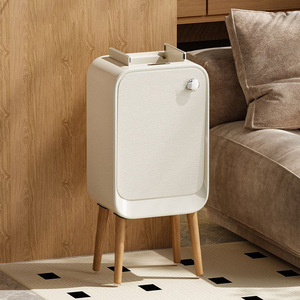 Smart <b>sensor</b> trash can, 5/10 new, creamy, vintage style, perfect for living room, light luxury, tall legs, large capacity, in - Product Image 2