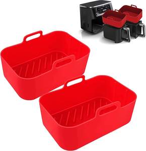 Nuevas llegadas: Paquete de 2 moldes rectangulares de silicona duraderos y reutilizables para hornear, revestimientos de silicona de grado alimenticio para freidoras de aire. - Product Image 5