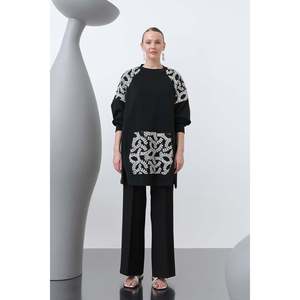 Tunique cargo pour femme avec épaules et poches ornées - 10624TNK - NOIR - Product Image 3
