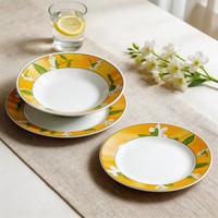 Service de table en porcelaine Arcopal à motif floral, 18 pièces, pour les fêtes