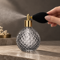 Vente en gros de flacons vaporisateurs de parfum en verre rond vintage de 100 ml avec bulbe à presser pour l'emballage de parfums