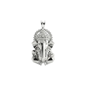 Colgante Sagrado del Divino Señor Ganesha con Circonita, Elaborado en Plata Premium, Lujoso Baño de Oro de 18K, Intrincado y Grabado a Mano - Product Image 1