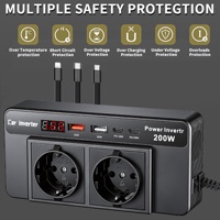 Inverter Mobil 24V ke 110V/220V 200W Port USB-C Adaptor Pemantik Rokok dengan Layar Tampilan dan Garansi 2 Tahun