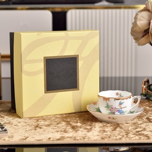 European Luxury Exquisite Flower Concentrated Bone China <b>Cup</b> and Saucer Set with Gift Box Eco-Friendly - Product Image 5