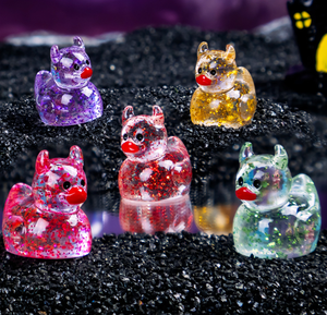 Miniature de canard diable scintillant pour Halloween, accessoires d'artisanat en résine DIY, ornement - Product Image 1