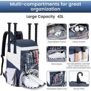 Custom PU leather Waterproof Backpack for Students Schoolbag for <b>Racquet</b> Sports Like Hockey Baseball Softball - Product Image 3