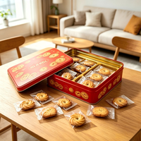 Boîte d'emballage rectangulaire en métal de luxe personnalisée avec plateau intérieur en PP, boîte de rangement pour biscuits et gâteaux de qualité alimentaire recyclable