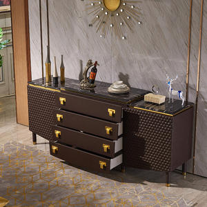 שיק אירופאי סִגְנוֹן ארון שולחן צדדי משיש ובסיס פלדה לריהוט טרקלין - Product Image 4